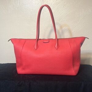 Hermes Vibrant Coral Leather Tote